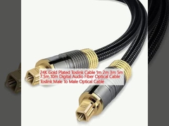 Cable Toslink plaqué en or 24K 1m 2m 3m 5m 7.5m 10m Cable optique à fibre audio numérique Toslink Cable optique mâle à mâle