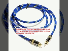 Toslink Didital câble optique plaqué or 4K Port tissé bleu corde Coaxial HiFi son pour Audiophile HiFi 1.2M 2M