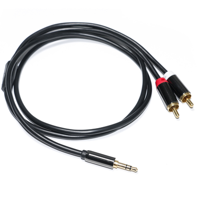 acheter Câble audio RCA 3,5 mm 2-1 coque en métal noir pour autoradio 0,53 m 1 m 2 m online manufacture