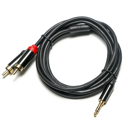 acheter Câble Audio numérique RCA coque en métal plaqué couverture en PVC noir longueur 3.5mm 1.25M connecteur doré pour audio de voiture online manufacture