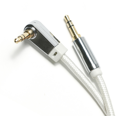 acheter Câble SPDIF Audio numérique AUX blanc 90 ° 3.5mm corde tricotée alliage d'aluminium plaqué pour haut-parleur audio de voiture 0.92M online manufacture