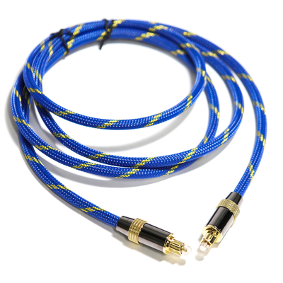 acheter Toslink Didital câble optique plaqué or 4K Port tissé bleu corde Coaxial HiFi son pour Audiophile HiFi 1.2M 2M online manufacture