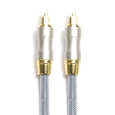 acheter Boîte audio de haut-parleur du câble optique OD5.0 Knited Grey Rope Gold Plug Frosted Shell For CD/DVD de Toslink Digital online manufacture