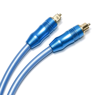 Le bleu audio optique du câble OD5.0 de Toslink Digital a plaqué Shell For Amplifier Soundbar en aluminium 1.5M 3M 5M