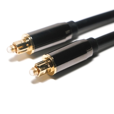 Cable optique en plastique professionnel Toslink Cable optique numérique en fibre optique à tresse en nylon noir Plaqué or