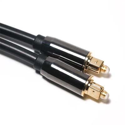 Cable optique en plastique professionnel Toslink Cable optique numérique en fibre optique à tresse en nylon noir Plaqué or