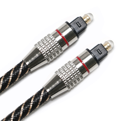 Câble Audio numérique rouge et Toslink corde texturée tressée en Nylon OD4.0 connecteur plaqué métal 1.2M 1.5M 2M 3M