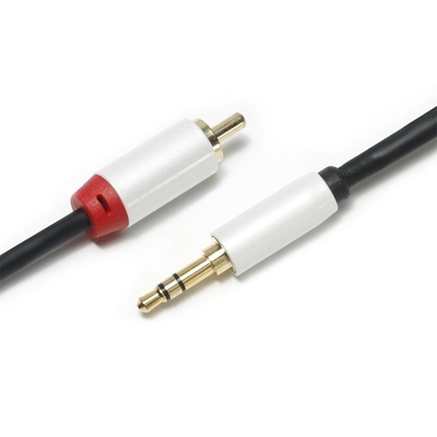 3,5 millimètres de Digital en métal plaqué blanc Shell Golden Connector du câble 2/1 audio 1M 2M 3M RCA pour l'audio de voiture de Soundbar