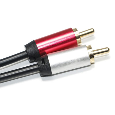 Câble Audio numérique 3.5MM 2/1 connecteur doré en alliage d'aluminium plaqué rouge blanc PVC noir pour Audio de voiture