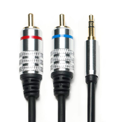 Usine oulet RCA 3.5 MM Câble Audio Rouge Bleu Jante PCV Couverture Plaqué Alliage Pour CD TV Soundbar