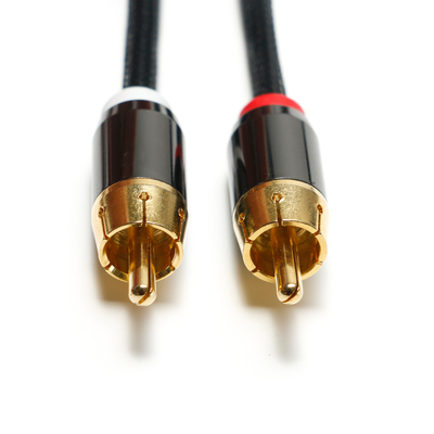 Câble Audio numérique RCA 3.5MM 2/1 Port doré plaqué par corde en tricot pour l'audio de voiture de barre de son