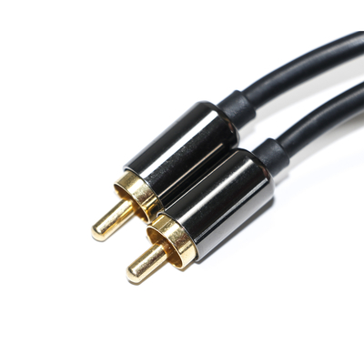 Câble Audio numérique RCA sortie 3.5mm 1/1 Double plaque mâle métal noir PVC alliage d'aluminium 1.2M pour barre de son Audio de voiture
