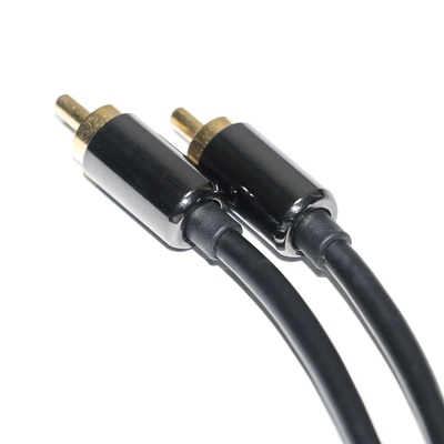 Câble Audio numérique RCA sortie 3.5mm 1/1 Double plaque mâle métal noir PVC alliage d'aluminium 1.2M pour barre de son Audio de voiture