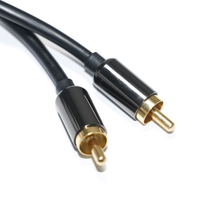Câble Audio numérique RCA sortie 3.5mm 1/1 Double plaque mâle métal noir PVC alliage d'aluminium 1.2M pour barre de son Audio de voiture