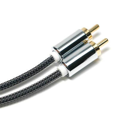Coque en alliage d'aluminium tricoté en Nylon noir RCA splendide OD6.0 pour barre de son HiFi luxe voiture audio 1.5M
