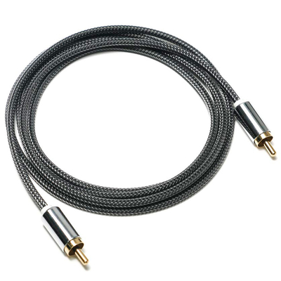 Coque en alliage d'aluminium tricoté en Nylon noir RCA splendide OD6.0 pour barre de son HiFi luxe voiture audio 1.5M