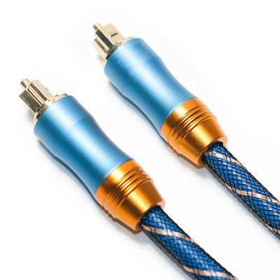 Câble numérique Toslink Premium OD6.0 corde tricotée plaqué coque givrée Interface carrée bleu 1.5M son HiFi pour caisson de basses