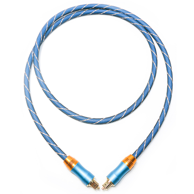 Câble numérique Toslink Premium OD6.0 corde tricotée plaqué coque givrée Interface carrée bleu 1.5M son HiFi pour caisson de basses