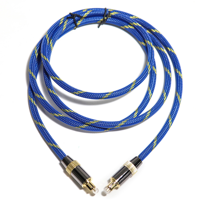 Toslink Didital câble optique plaqué or 4K Port tissé bleu corde Coaxial HiFi son pour Audiophile HiFi 1.2M 2M
