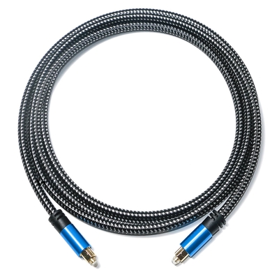Câble audio Toslink Câble à fibre optique numérique bleu Câble Toslink Coque métallique en alliage d'aluminium Tresse en nylon