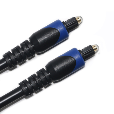 Câble numérique bleu et Toslink OD4.0 câble à fibres optiques plaqué PVC connecteur rond pour lecteur CD barre de son
