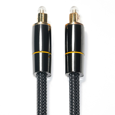 Toslink Toslink câble à fibres optiques filet tissé en Nylon plaqué cuivre connecteur de jante en or 1.2M pour haut-parleur de caisson de basses