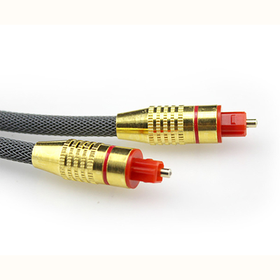 Toslink câble à fibre optique numérique tissé filet plaqué or coquille rouge Port 1.2M 2M 3M pour barre de son