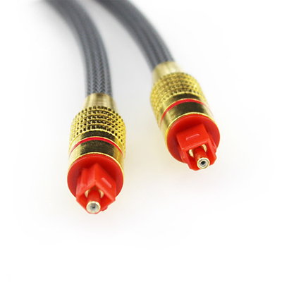 Toslink câble à fibre optique numérique tissé filet plaqué or coquille rouge Port 1.2M 2M 3M pour barre de son