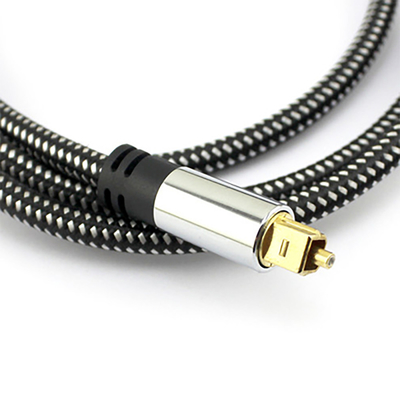 Câble de tresse Toslink Audio optique numérique OD5.0 coque en aluminium argenté plaqué pour amplificateur barre de son 1.5M 3M 5M