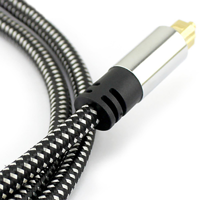 Câble de tresse Toslink Audio optique numérique OD5.0 coque en aluminium argenté plaqué pour amplificateur barre de son 1.5M 3M 5M