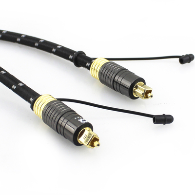 1.2M Cable audio Toslink plaqué or pour haut-parleur subwoofer audiophile avec coque texturée et connecteur homme à homme