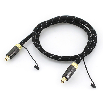 1.2M Cable audio Toslink plaqué or pour haut-parleur subwoofer audiophile avec coque texturée et connecteur homme à homme