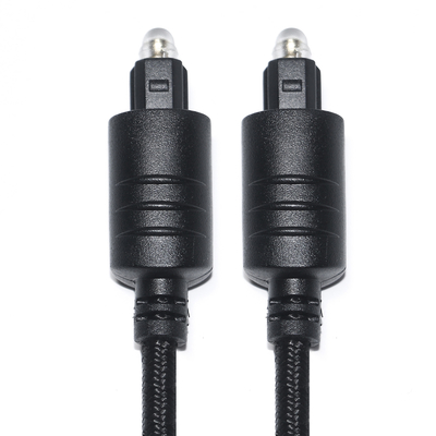 Câble audio numérique TOSLINK Corde tricotée noire Port rond plaqué or pour lecteur DVD 1M 2M 3M