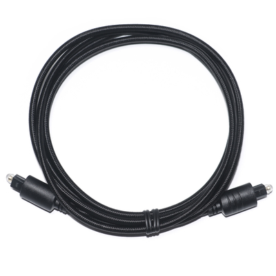 Câble audio numérique TOSLINK Corde tricotée noire Port rond plaqué or pour lecteur DVD 1M 2M 3M