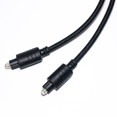 Câble audio numérique TOSLINK Corde tricotée noire Port rond plaqué or pour lecteur DVD 1M 2M 3M