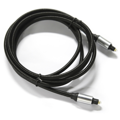Toslink câble à fibres optiques numérique OD4.0 câble tressé en plastique plaqué coque en métal connecteur rond pour barre de son lecteur CD