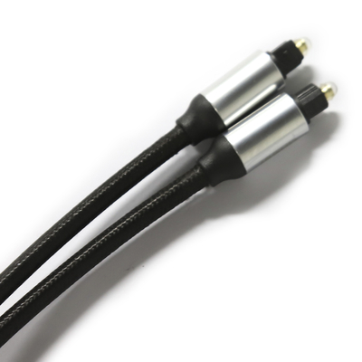 Toslink câble à fibres optiques numérique OD4.0 câble tressé en plastique plaqué coque en métal connecteur rond pour barre de son lecteur CD
