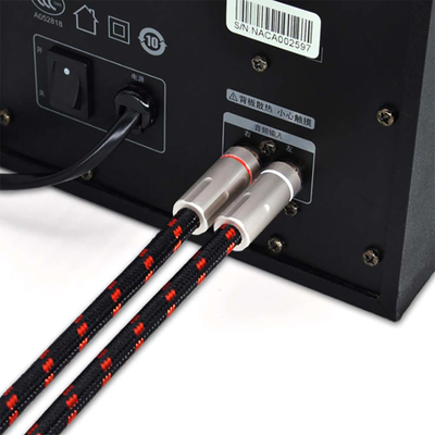 Câble audio numérique ROHS RCA SPDIF 3,5 mm plaqué or avec texture tricotée corde 5.1
