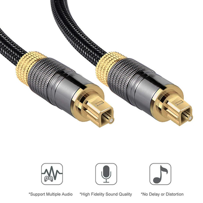 Cable Toslink plaqué en or 24K 1m 2m 3m 5m 7.5m 10m Cable optique à fibre audio numérique Toslink Cable optique mâle à mâle