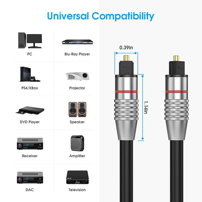 Tête plaquée en or Toslink câble de fibre optique audio numérique 1M 1.5M 2M 3M 5M 10M 15M