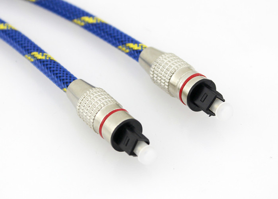 Mâle audio optique de câble de Digital à la corde bleue 5,1 de Knited plaquée par or masculin pour Home Theater Soundbar