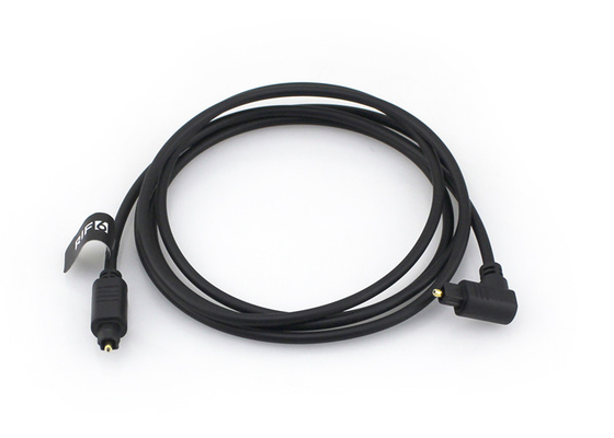 L'or a plaqué 4.0mm câble à fibres optiques de 90 degrés, câble à fibre optique audio de Toslink