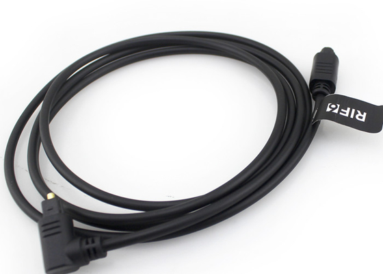 L'or a plaqué 4.0mm câble à fibres optiques de 90 degrés, câble à fibre optique audio de Toslink