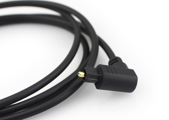 L'or a plaqué 4.0mm câble à fibres optiques de 90 degrés, câble à fibre optique audio de Toslink