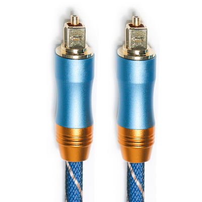 Câble numérique Toslink Premium OD6.0 corde tricotée plaqué coque givrée Interface carrée bleu 1.5M son HiFi pour caisson de basses