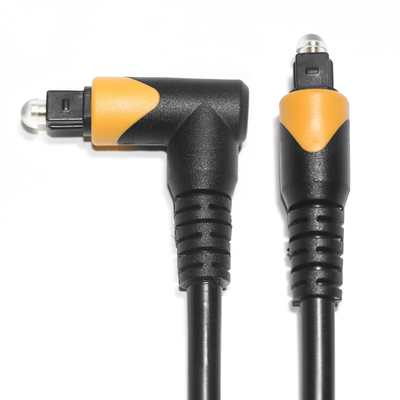 Fabrique Sortie Toslink câble optique à fibre audio mâle Noir Jaune PVC 90° Carré Toslink câble optique en plastique