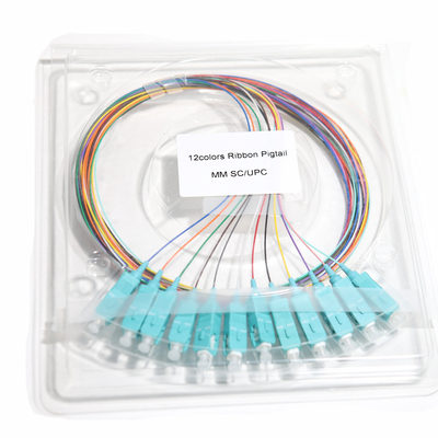 Cordon de raccordement à fibre optique bleu SC & UPC 12Core Ruban Pigtail Port bleu 09mm Gigabit Ethernet Vitesses 1.5M 2M 3M