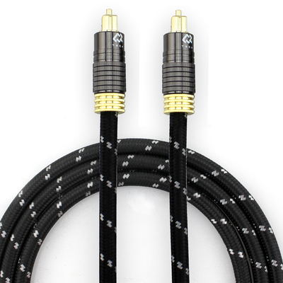 1.2M Cable audio Toslink plaqué or pour haut-parleur subwoofer audiophile avec coque texturée et connecteur homme à homme