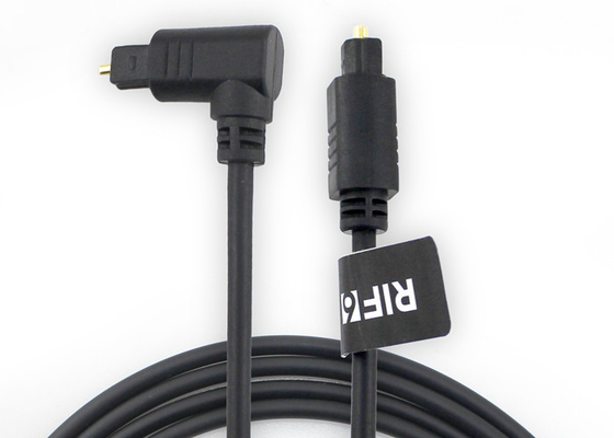 L'or a plaqué 4.0mm câble à fibres optiques de 90 degrés, câble à fibre optique audio de Toslink